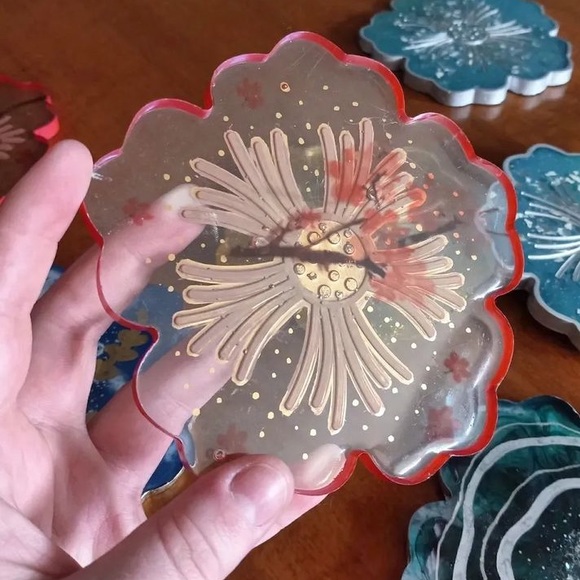 Japanese Blossom Design Flower Coaster - Picture 2 of 4